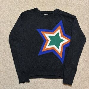 Mini Boden Sweater Kids 9-10Y Gray Star Graphic Knit Crewneck Wool Blend Jumper